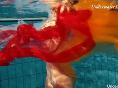 Edwiga teen Russian swims in clothes at night Thumb