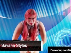 Ebony Jenna Foxx & Inked RedHead Savana Styles Wrestle Nude! Thumb