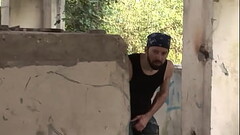 Two Horny Euro Lesbians Get Ass Fucjed By Two Studs In Abandoned Building Thumb