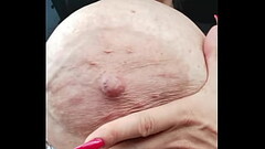 Penelope Black Diamond aka BigBustyStar show you her huge veins tits in the car Thumb